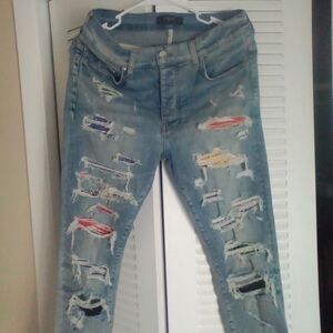 AMIRI Multicolor Distressed Skinny Jeans